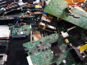 A pile of computer parts in need of disposal